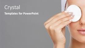  Presentation with cotton - Theme featuring young-woman-cleaning-her-face background and a gray colored foreground