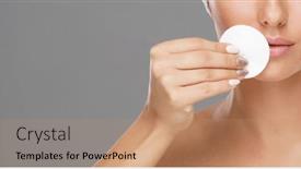  Presentation with cotton - Slide set enhanced with young-woman-cleaning-her-face background and a coral colored foreground