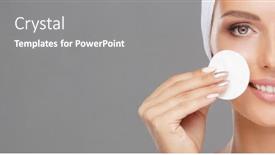  Presentation with cotton - Slides having young-woman-cleaning-her-face background and a gray colored foreground