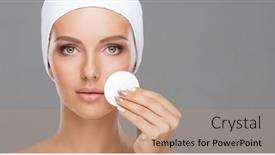  Presentation with cotton - Slide set with young-woman-cleaning-her-face background and a coral colored foreground