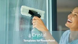  Presentation with cleaning - PPT layouts with young-woman-cleaning-window-int background and a  colored foreground