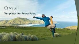  Presentation with new zealand - Slide set consisting of young-woman-climbing-a-post background and a  colored foreground