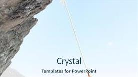  Presentation with rock climbing - Audience pleasing theme consisting of young woman climbing rock with help of rope backdrop and a sky blue colored foreground