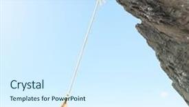  Presentation with rock climbing - Amazing slide deck having young woman climbing rock with help of rope backdrop and a cool aqua colored foreground