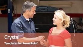  Presentation with repair shop - Cool new presentation with young woman collecting care backdrop and a coral colored foreground