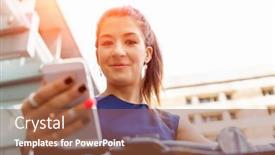  Presentation with bicycle - Slides with young-woman-commuting-on-bicycle and a tawny brown colored foreground