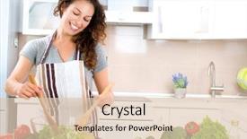  Presentation with healthy food - Amazing PPT layouts having young woman cooking healthy food backdrop and a lemonade colored foreground