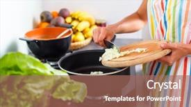  Presentation with modern color - Cool new PPT theme with young woman cooking in her modern kitchen shallow dof color toned image backdrop and a coral colored foreground