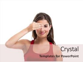 Young Woman Covering One Eye PPT template 86 | CrystalGraphics