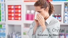  Presentation with napkin - Presentation design enhanced with young-woman-customer-using-napkin background and a light gray colored foreground