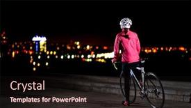  Presentation with cyclist - Slides with young-woman-cyclist-resting background and a wine colored foreground