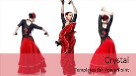  Presentation with dancing - Audience pleasing PPT theme consisting of young woman dancing flamenco isolated backdrop and a red colored foreground