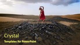  Presentation with sand dunes - Slides enhanced with young woman dancing on sand dunes in summer background and a tawny brown colored foreground
