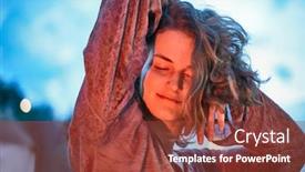  Presentation with dancing - Colorful PPT theme enhanced with young-woman-dancing-outdoors backdrop and a tawny brown colored foreground