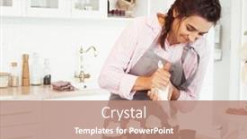  Presentation with muffins - Amazing slide set having young-woman-decorates-chocolate-muffins backdrop and a coral colored foreground