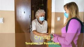  Presentation with elderly - Slide deck enhanced with young-woman-delivering-groceries background and a tawny brown colored foreground