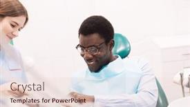  Presentation with technology health - Slide set with young-woman-dentist-makes background and a lemonade colored foreground