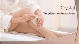  Presentation with wax - Slide set enhanced with young woman depilating legs with wax in spa center background and a lemonade colored foreground