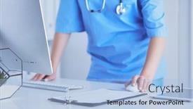  Presentation with doctor office - Presentation theme enhanced with young-woman-doctor-at-work background and a  colored foreground