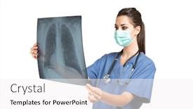  Presentation with lung - Slide set with young-woman-doctor-holding background and a white colored foreground