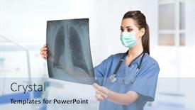  Presentation with lung - Beautiful presentation design featuring young-woman-doctor-holding backdrop and a light blue colored foreground