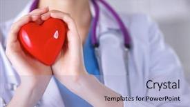  Presentation with red - Colorful theme enhanced with young-woman-doctor-holding backdrop and a light blue colored foreground