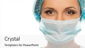  Presentation with mask nurse - Presentation theme consisting of young woman doctor in cap background and a white colored foreground