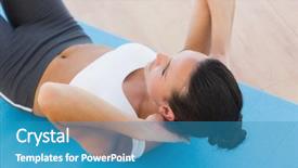  Presentation with exercise mat - Slide deck with young woman doing abdominal crunch background and a teal colored foreground