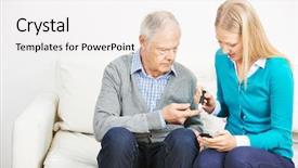  Presentation with blood test - Theme with young woman doing blood test background and a white colored foreground