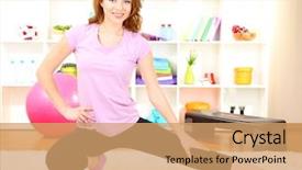  Presentation with exercise kids kid doing fitness - Slide deck enhanced with doing fitness exercises at home background and a coral colored foreground