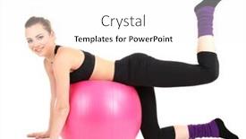  Presentation with gym ball - Beautiful slide set featuring young woman doing fitness exercises with gym ball isolated on white backdrop and a white colored foreground