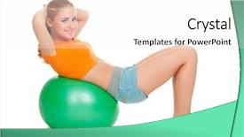  Presentation with exercise kids kid doing fitness - Presentation with young woman doing gymnastic exercises background and a pink colored foreground