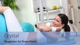  Presentation with gymnastics - Presentation theme with young woman doing gymnastics background and a light blue colored foreground