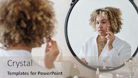  Presentation with serum - Slide set enhanced with young-woman-doing-massage background and a coral colored foreground