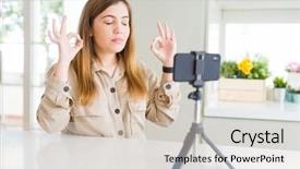  Presentation with meditation - PPT layouts enhanced with video call using smartphone webcam background and a lemonade colored foreground