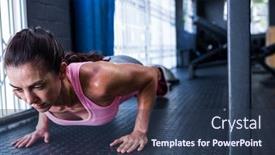  Presentation with gym - Slides having young woman doing push-ups in gym background and a tawny brown colored foreground