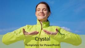  Presentation with exercises - Colorful PPT theme enhanced with young woman doing some breathing backdrop and a yellow colored foreground