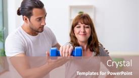  Presentation with sport coach - Slide deck enhanced with young-woman-doing-sport-exercises background and a coral colored foreground