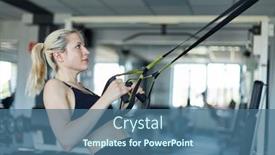  Presentation with strength - Beautiful PPT layouts featuring young-woman-doing-strength-training backdrop and a ocean colored foreground