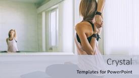  Presentation with exercise class - Slide deck enhanced with young-woman-doing-stretching-exercise background and a lemonade colored foreground