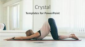  Presentation with exercise-class - Slide deck having young-woman-doing-stretching-exercise and a white colored foreground