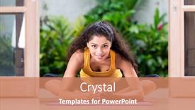  Presentation with exercise mat - Presentation theme enhanced with young woman doing stretching exercise background and a coral colored foreground