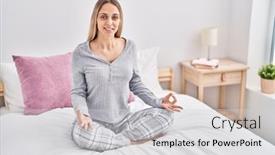  Presentation with exercise - Slide deck consisting of young-woman-doing-yoga-exercise background and a light gray colored foreground