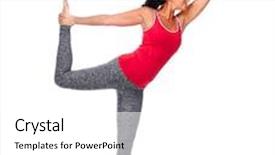  Presentation with yoga - PPT theme featuring young woman doing yoga isolated over white background background and a white colored foreground