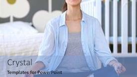  Presentation with lotus - Beautiful PPT layouts featuring young woman doing yoga at home in the lotus position young woman doing yoga backdrop and a light blue colored foreground