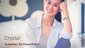  Presentation with lotus - Theme consisting of young woman doing yoga at home in the lotus position young woman doing yoga background and a lemonade colored foreground