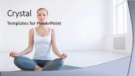  Presentation with yoga - Colorful theme enhanced with young woman doing yoga backdrop and a sky blue colored foreground