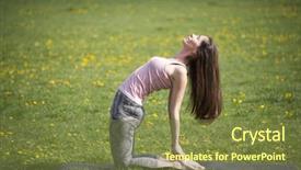  Presentation with mother doing yoga kids - Colorful presentation enhanced with the park ustrasana camel backdrop and a tawny brown colored foreground