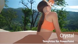  Presentation with villa - Beautiful PPT theme featuring young woman doing yoga in front of villa backdrop and a violet colored foreground