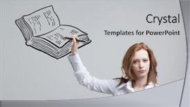  Presentation with man and woman divorce drawing - Beautiful theme featuring young woman drawing a book backdrop and a  colored foreground